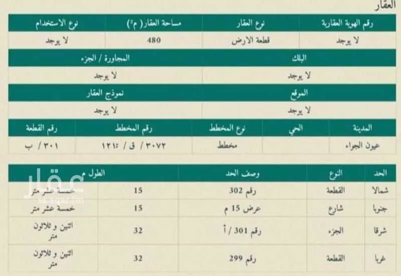 أرض للبيع في حي النهضة, مدينة عيون الجواء, منطقة القصيم 1 صورة