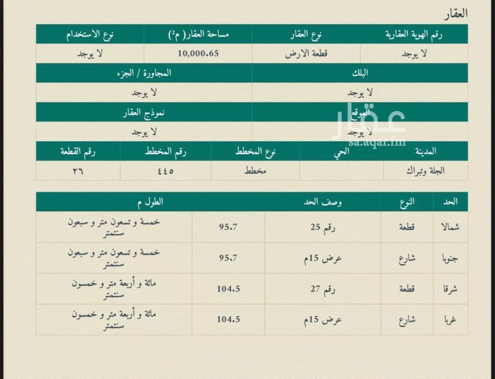 أرض للبيع في شارع 1121, حي هجرة الزهوه والبيان, مدينة هجرة الزهوه والبيان, منطقة الرياض 1 صورة
