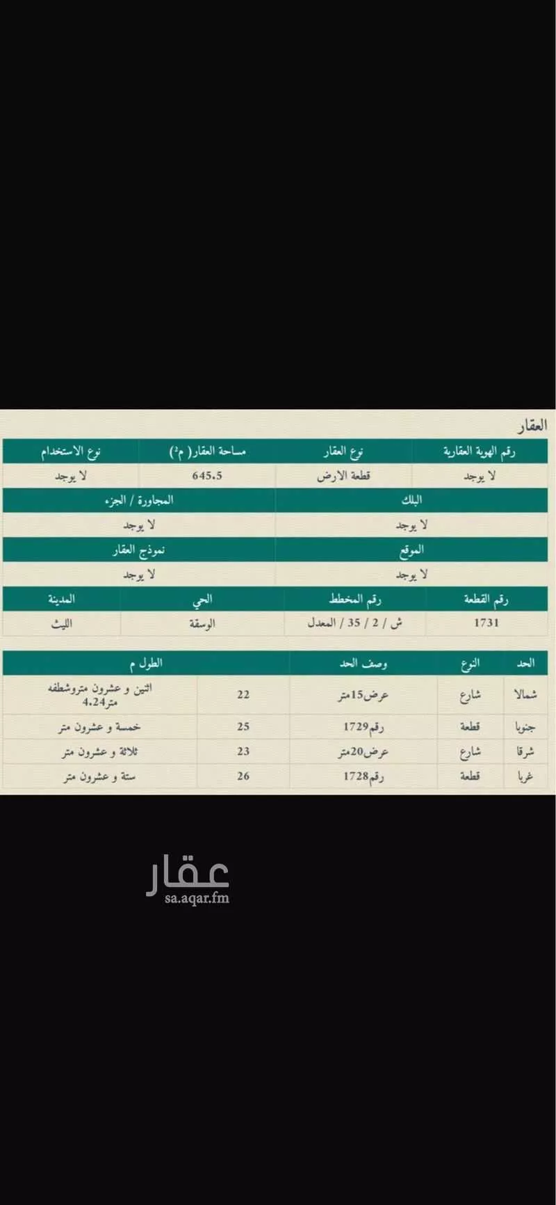 أرض للبيع في شارع الملك عبدالله بن عبدالعزيز ، الوسقة ، الليث 1 صورة