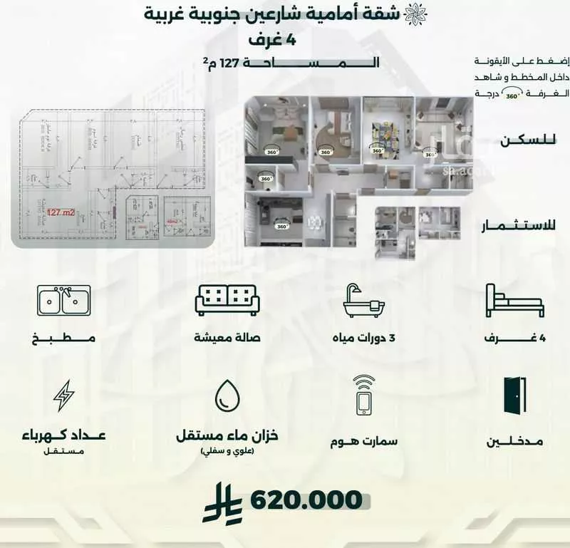 شقة للبيع في شارع احمد زين, حي الروضة, مدينة جدة, منطقة مكة المكرمة 1 صورة