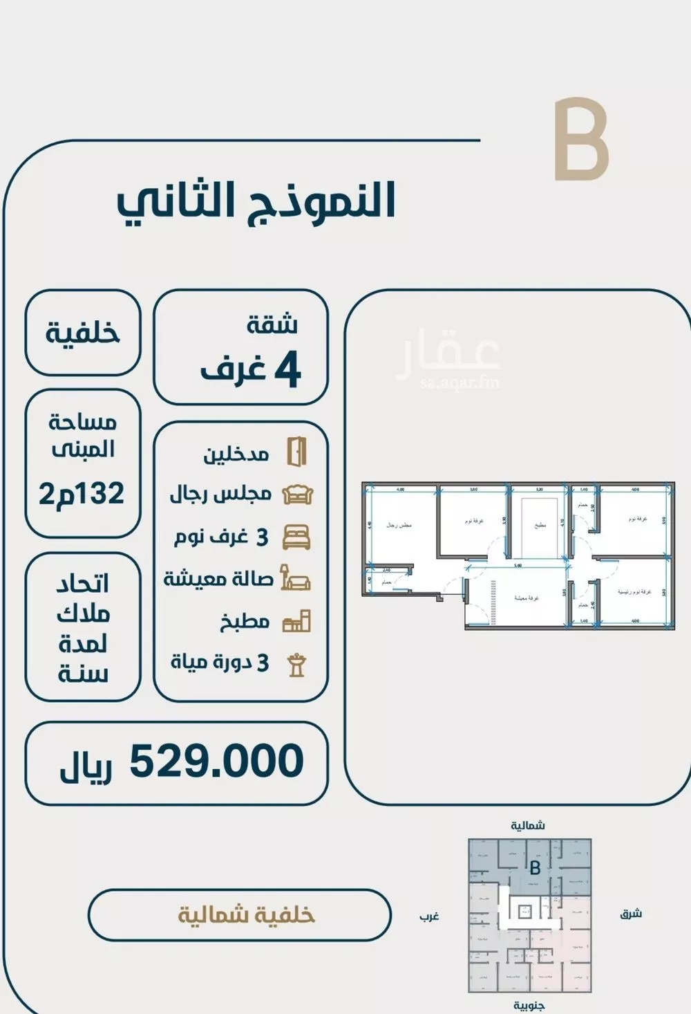 شقة للبيع في شارع ابو كبشه الانصاري, حي النعيم, مدينة جدة, منطقة مكة المكرمة 1 صورة
