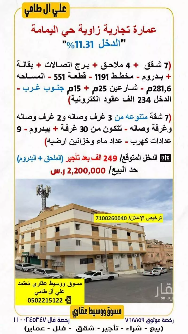 عمارة للبيع في شارع مبايض, حي اليمامة, مدينة الرياض, منطقة الرياض 1 صورة