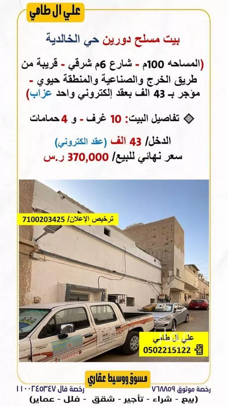 عمارة للبيع في شارع عبدالرحمن بن بريد, حي الخالدية, مدينة الرياض, منطقة الرياض 1 صورة