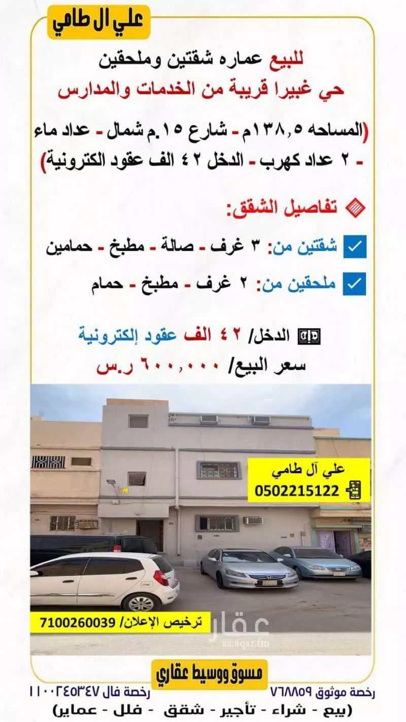 عمارة للبيع في شارع الشنانة, حي غبيرا, مدينة الرياض, منطقة الرياض 1 صورة