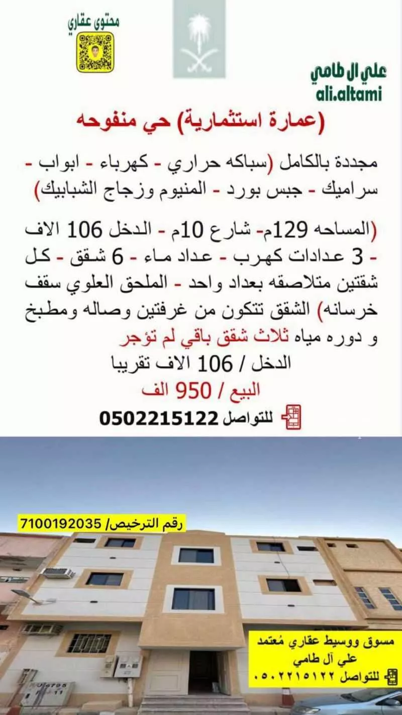 عمارة للبيع في شارع وادي المغمس, حي اليمامة, مدينة الرياض, منطقة الرياض 1 صورة
