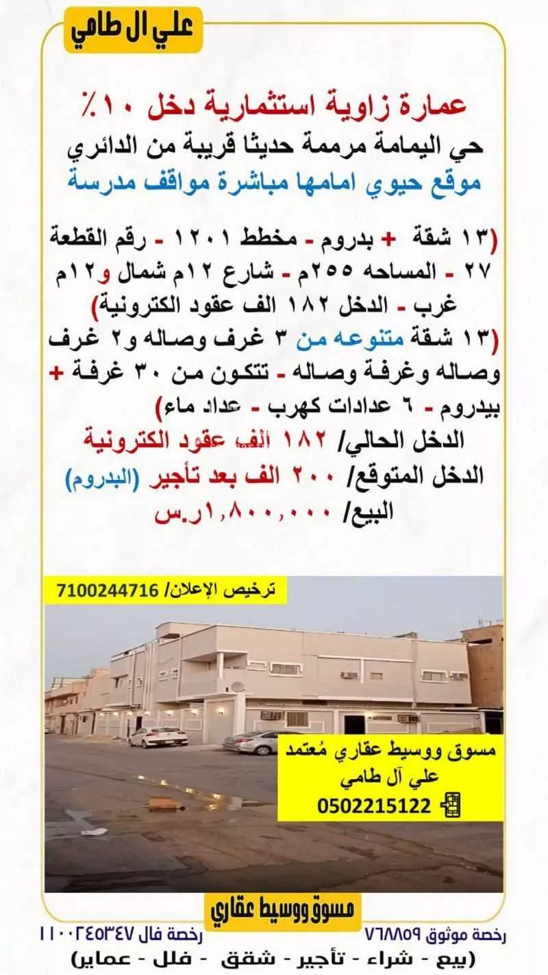 عمارة للبيع في شارع الشلايل, حي اليمامة, مدينة الرياض, منطقة الرياض 1 صورة