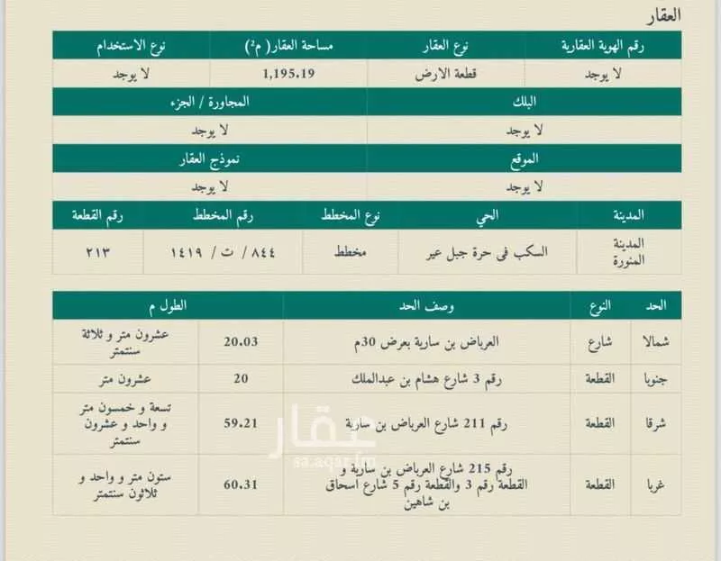 أرض للبيع في شارع العرباض ابن ساريه, حي السكب, مدينة المدينه المنوره, منطقة المدينة المنورة 1 صورة