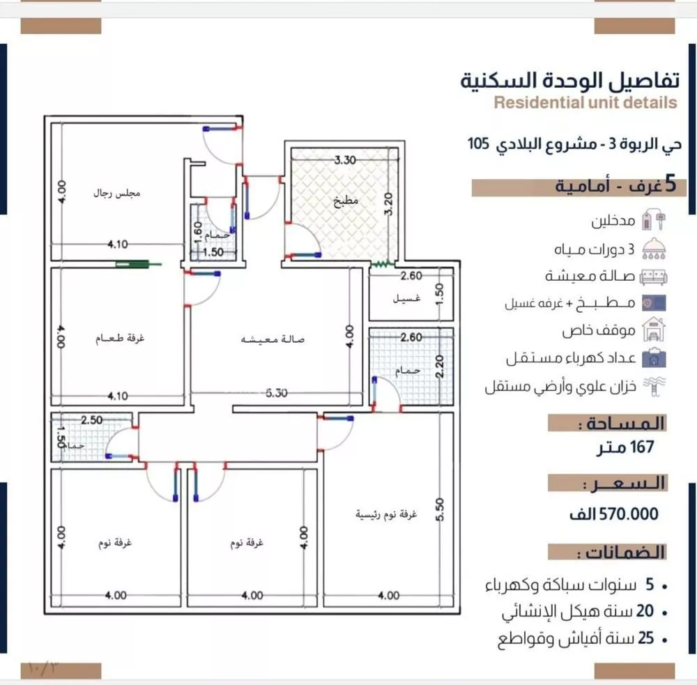 شقة للبيع في شارع الحسين بن رواحة, حي الربوة, مدينة جدة, منطقة مكة المكرمة 1 صورة