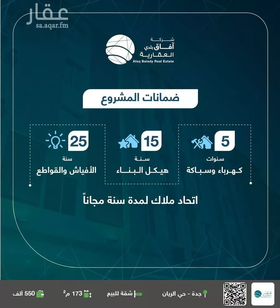 شقة للبيع في شارع أحمد بن محمد بن علي البسكري, حي الريان, مدينة جدة, منطقة مكة المكرمة 1 صورة