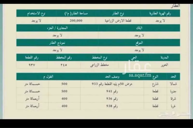 أرض للبيع في حي رديفة الأجفر, مدينة رديفه الاجفر, منطقة حائل 1 صورة
