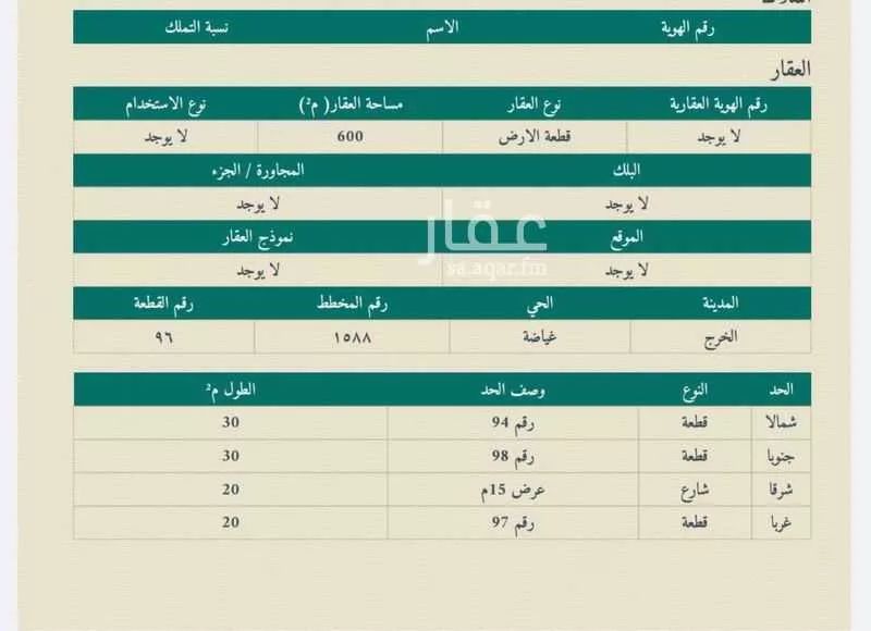 أرض للبيع في شارع رضوان, حي غياضة, مدينة الخرج, منطقة الرياض 1 صورة