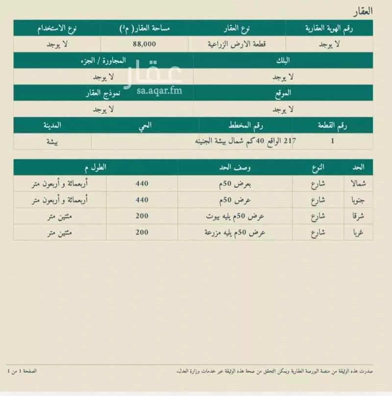 أرض للبيع في مدينة  بيشه - الجنينه, منطقة عسير 1 صورة