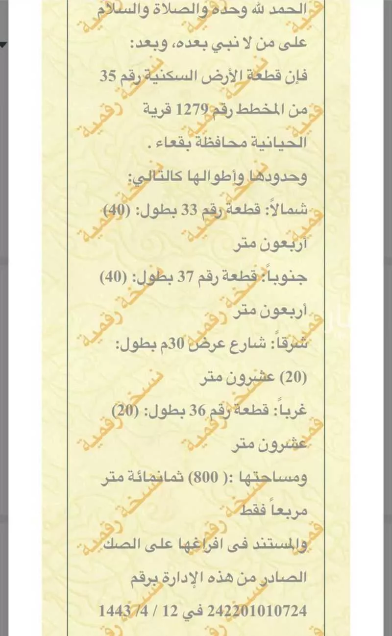 أرض للبيع في الحيانية ، بقعاء 1 صورة