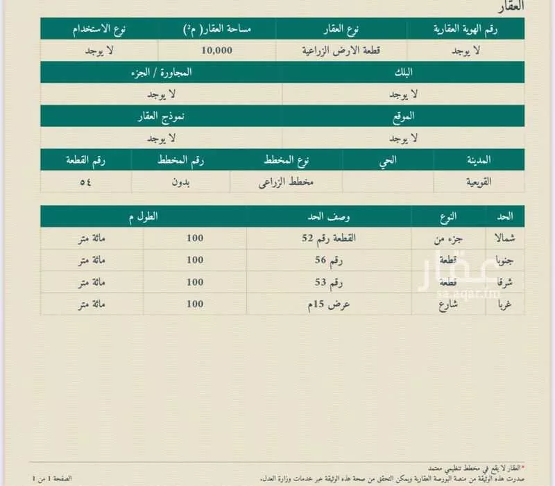 أرض للبيع في شارع عبدالله ابن عباس ، تبراك ، القويعية 1 صورة