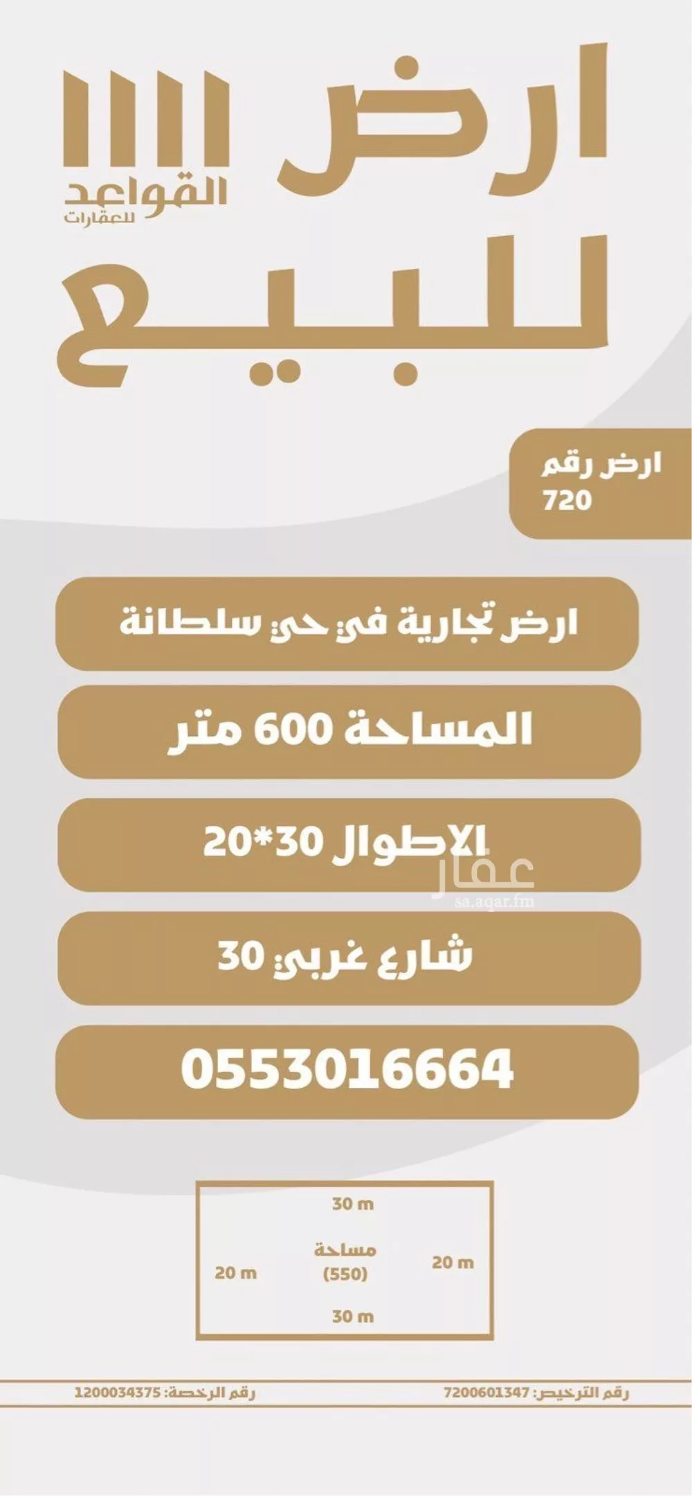 أرض للبيع في شارع عبدالعزيز العبدالله الصقير, حي الروضة, مدينة بريده, منطقة القصيم 1 صورة