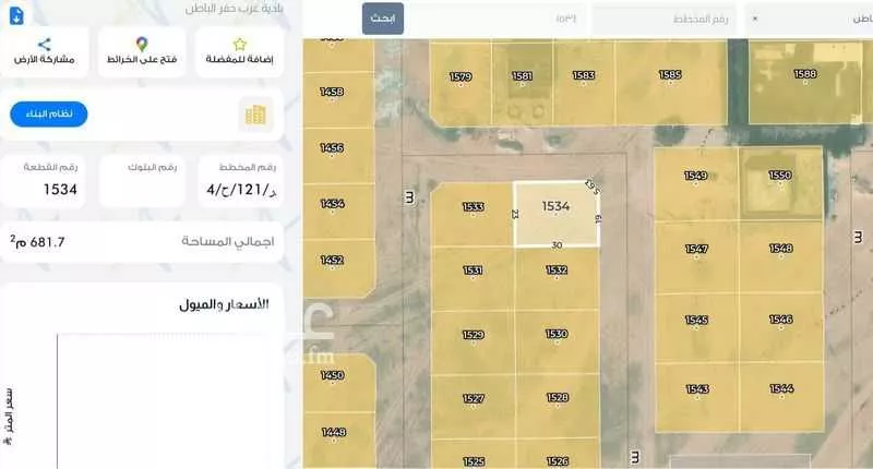 أرض للبيع في شارع السلمانية 79, حي حي هجرة السليمانية, مدينة حفر الباطن, المنطقة الشرقية 1 صورة