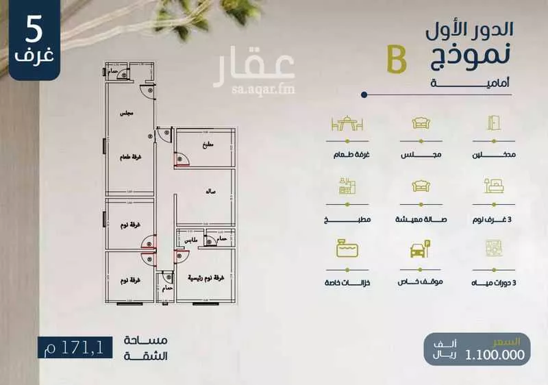 شقة للبيع في شارع ابو بهيه الغذاري, حي الزهراء, مدينة جدة, منطقة مكة المكرمة 1 صورة