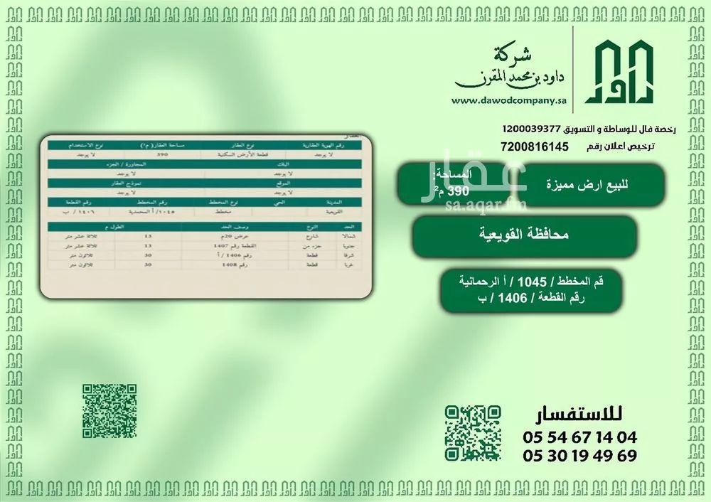 أرض للبيع في شارع 1045 مخطط رقم 11, حي 1045 مخطط رقم, مدينة القويعية, منطقة الرياض 1 صورة