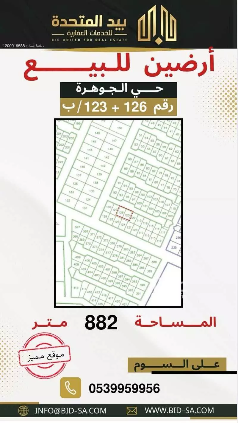 أرض للبيع في شارع اسيد بن ثعلبة, حي الجوهرة, مدينة عرعر, منطقة الحدود الشماليه 1 صورة