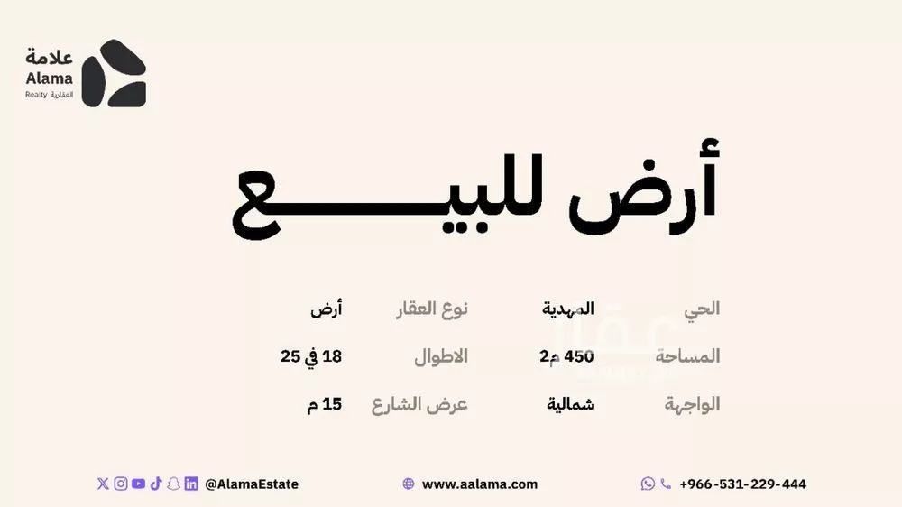 أرض للبيع في شارع ابي الفضل العطار, حي المهدية, مدينة الرياض, منطقة الرياض 1 صورة