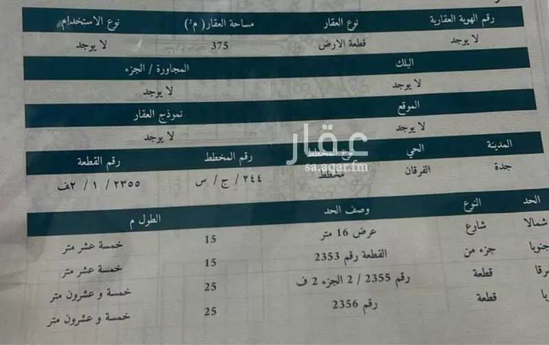 أرض للبيع في شارع يحيى الادريسي, حي الفرقان, مدينة جدة, منطقة مكة المكرمة 1 صورة