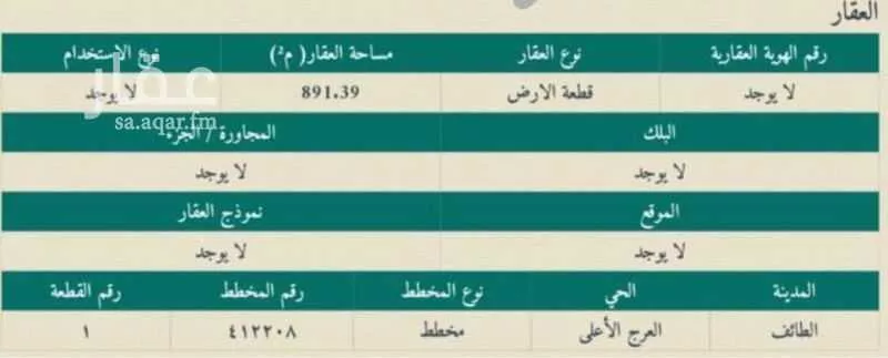 أرض للبيع في شارع الصدار??, حي العرج الأسفل, مدينة امارة منطقة مكة المكرمة - الطائف, منطقة مكة المكرمة 1 صورة