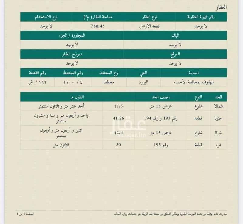 أرض للإيجار في حي الورود الثاني, مدينة الاحساء, المنطقة الشرقية 1 صورة