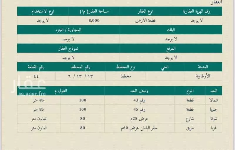 أرض للبيع في شارع النهضة 3 ، الارطاوية ، المجمعة 1 صورة