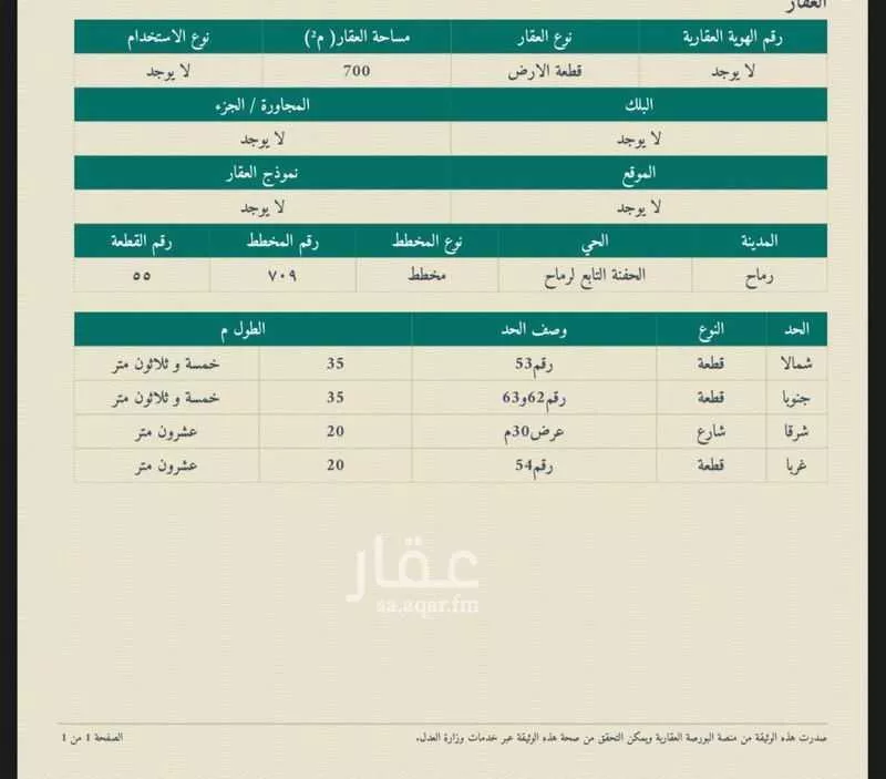 أرض للبيع في حي الحفنه, مدينة رماح - الحفنه, منطقة الرياض 1 صورة