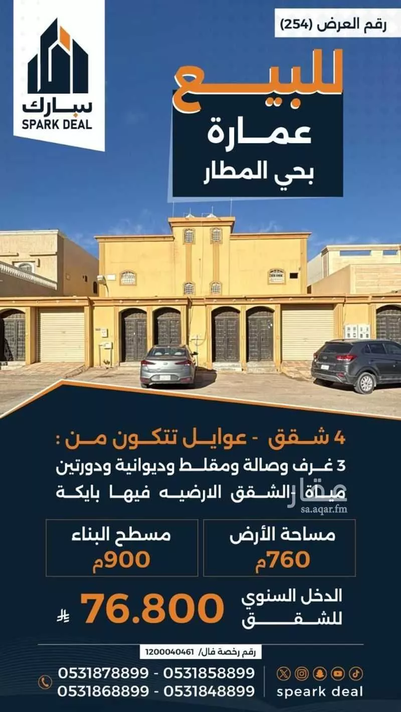 عمارة للبيع في شارع شارع محمد بن صفوان رضي الله عنه, حي المطار, مدينة عرعر, منطقة الحدود الشماليه 1 صورة