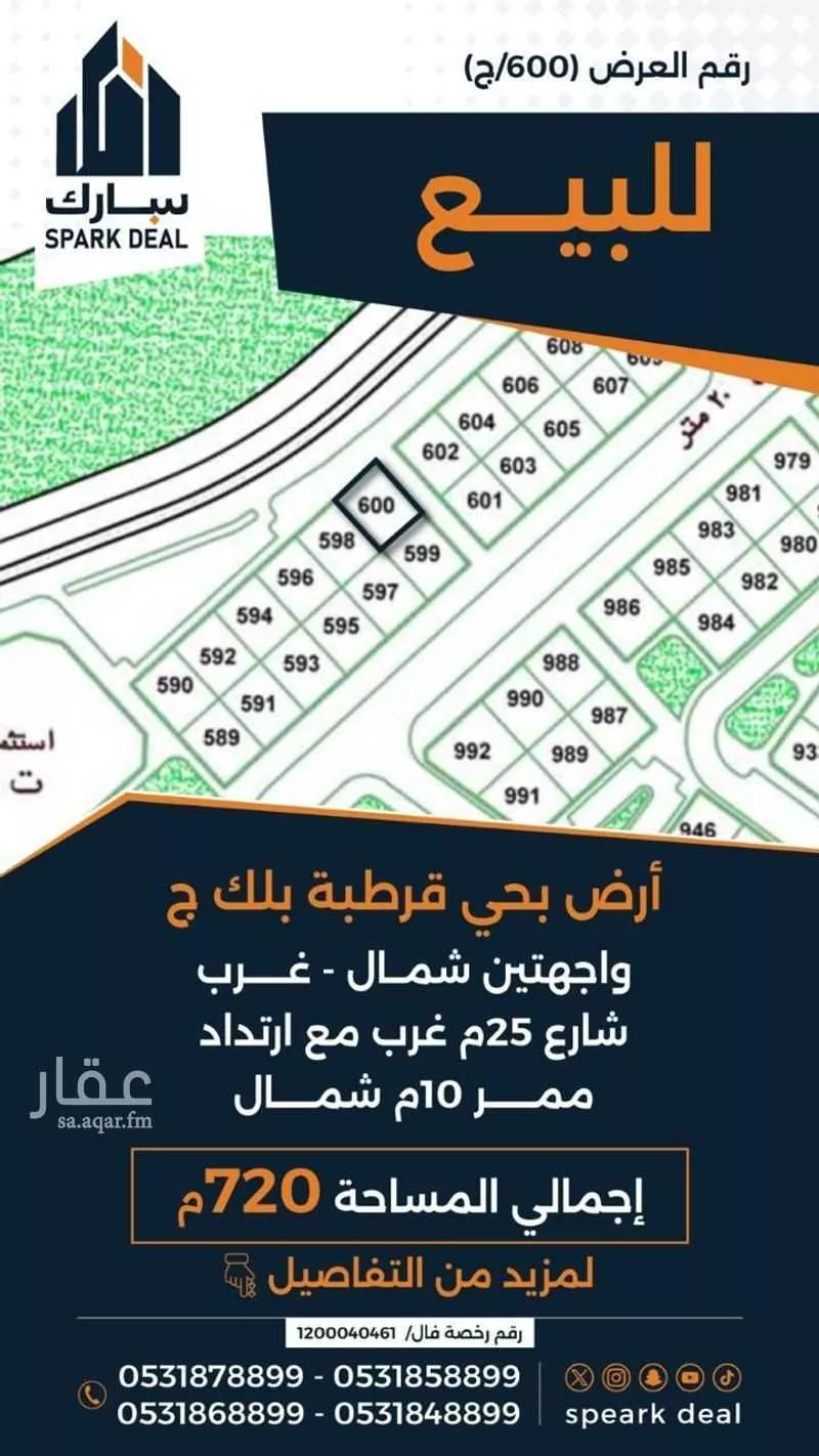 أرض للبيع في شارع عكرمة بن عبيد الخولاني رضي الله عنه, حي قرطبة, مدينة عرعر, منطقة الحدود الشماليه 1 صورة