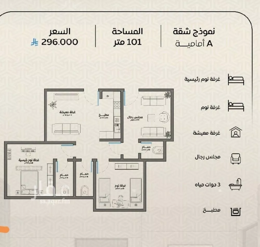 شقة للبيع في شارع عمر بن الحاجب, حي الريان, مدينة جدة, منطقة مكة المكرمة 1 صورة