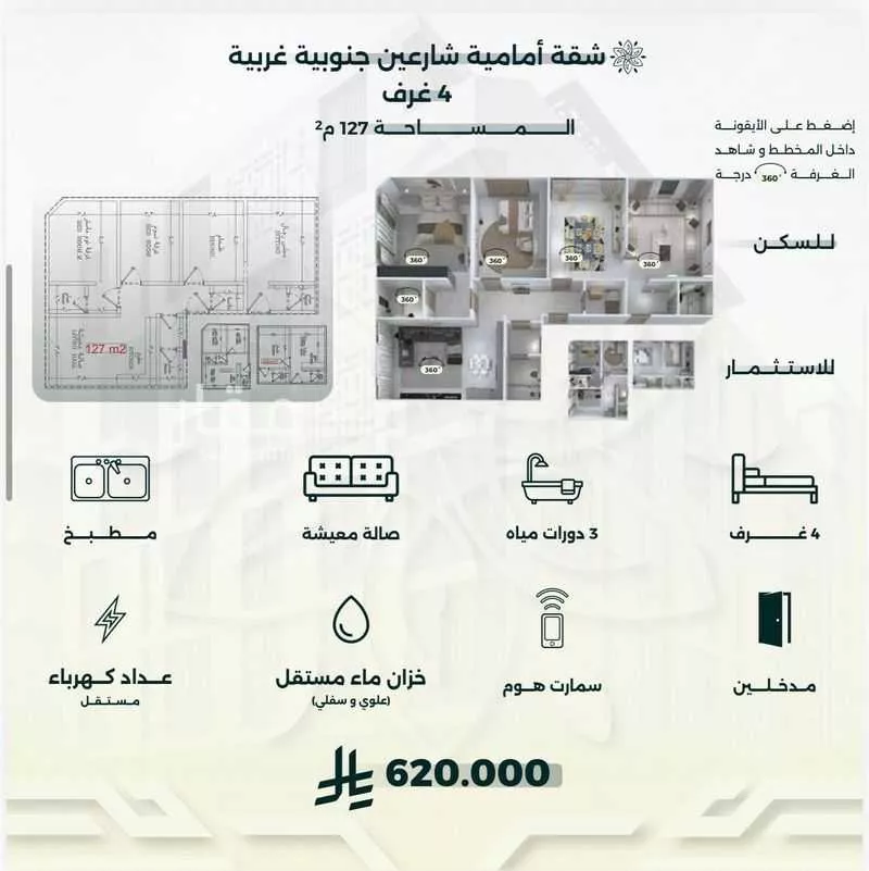 شقة للبيع في شارع احمد زين, حي الروضة, مدينة جدة, منطقة مكة المكرمة 1 صورة