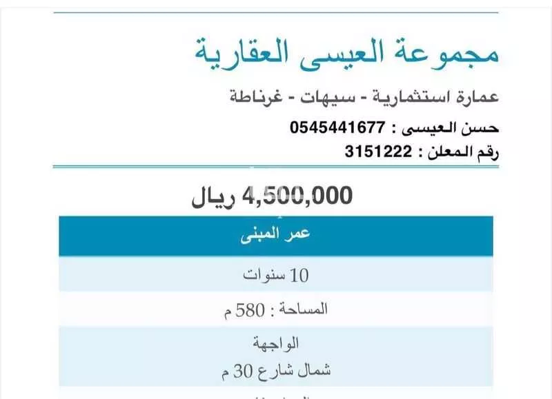 عمارة للبيع في شارع الخامس عشر, حي غرناطة, مدينة القطيف, المنطقة الشرقية 1 صورة