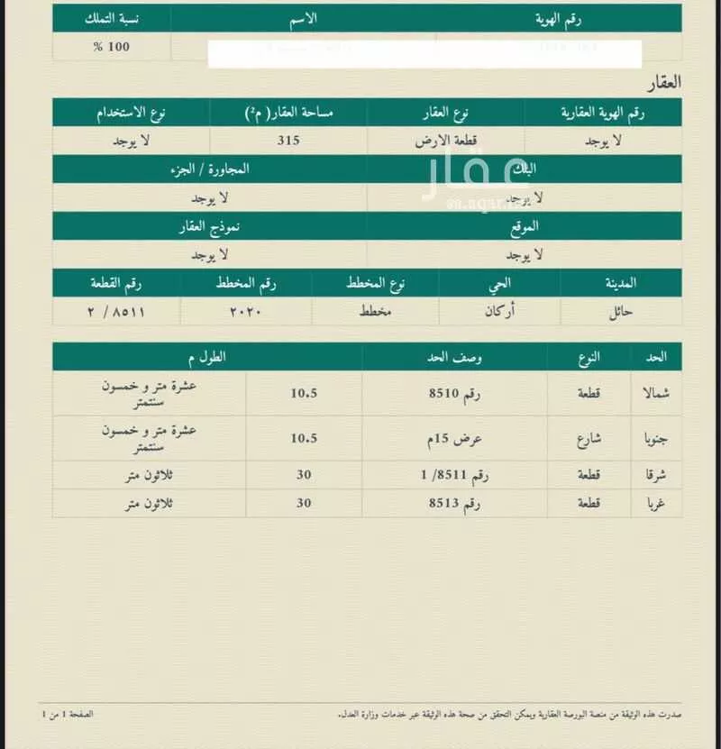 أرض للبيع في شارع حريث الأسدي, حي المدائن, مدينة حائل, منطقة حائل 1 صورة