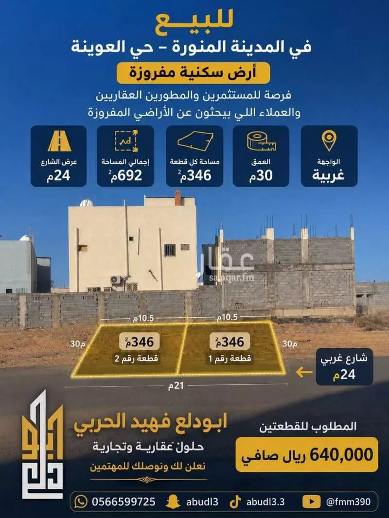 أرض للبيع في شارع نايف رويعي سلامة البلوي, حي الخضراء, مدينة المدينة المنورة, منطقة المدينة المنورة