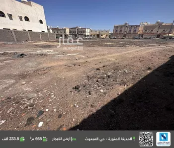 أرض للإيجار في شارع تميم الدارى, حي المبعوث, مدينة المدينه المنوره, منطقة المدينة المنورة