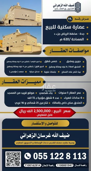 عمارة للبيع في شارع فيضه نومان, حي الرياض, مدينة جدة, منطقة مكة المكرمة صورة 4