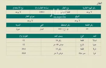 أرض للبيع في شارع طريق السفير الشبيلي, حي الملك فهد, مدينة عنيزه, منطقة القصيم صورة 4