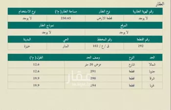 أرض للبيع في شارع طريق السفير الشبيلي, حي المنار, مدينة عنيزه, منطقة القصيم صورة 2