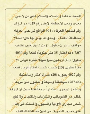 أرض للبيع في حي بدر, مدينة امارة منطقة مكة المكرمة - الطائف, منطقة مكة المكرمة صورة 2