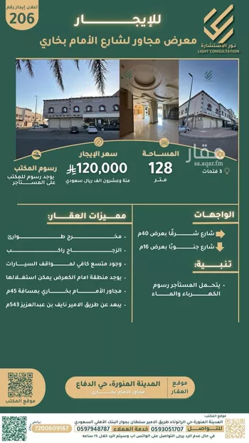 محل للإيجار في شارع علي ابن حيدرة, حي الدفاع, مدينة المدينه المنوره, منطقة المدينة المنورة
