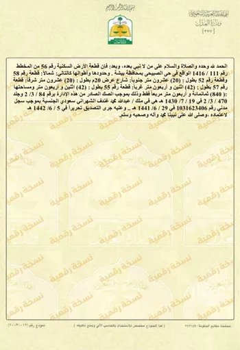 أرض للبيع في شارع النهضة و بالشوك, حي التضامن, بيشة