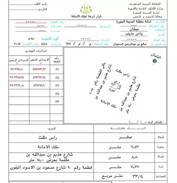 أرض للبيع في شارع هذيم بن عبدالله بن علقمة, حي وادي مذينب, مدينة المدينه المنوره, منطقة المدينة المنورة صورة 4