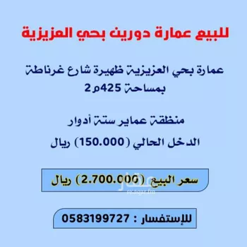 فيلا للبيع في شارع وادي الفريش, حي العزيزية, مدينة جدة, منطقة مكة المكرمة صورة 3