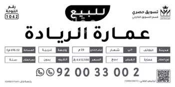 عمارة للبيع في شارع طريق الشفاء, حي شهار, مدينة امارة منطقة مكة المكرمة - الطائف, منطقة مكة المكرمة