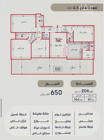 شقة للبيع في شارع عماره بن الوليد, حي بطحاء قريش, مدينة مكه المكرمه, منطقة مكة المكرمة صورة 5
