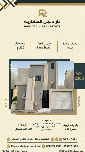 دور للإيجار في شارع 0000, حي الرفيعة, مدينة بريده, منطقة القصيم