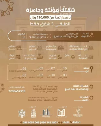 شقة للبيع في شارع عبدالرحمن بن محمد بن احمد, حي الإسكان, مدينة المدينه المنوره, منطقة المدينة المنورة