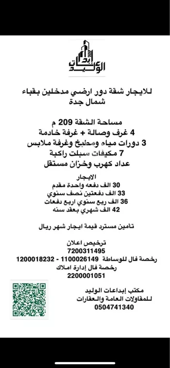 شقة للإيجار في شارع الحافظ السمعاني, حي قباء, مدينة جدة, منطقة مكة المكرمة